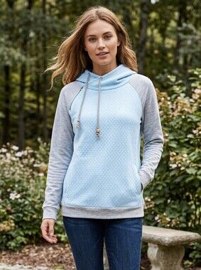 Light Blue Hooded Women's Sweater